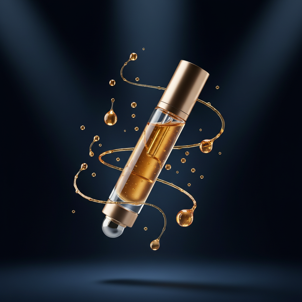 GlowMaxx Eye Serum Roll-On floating side profile luxury shot